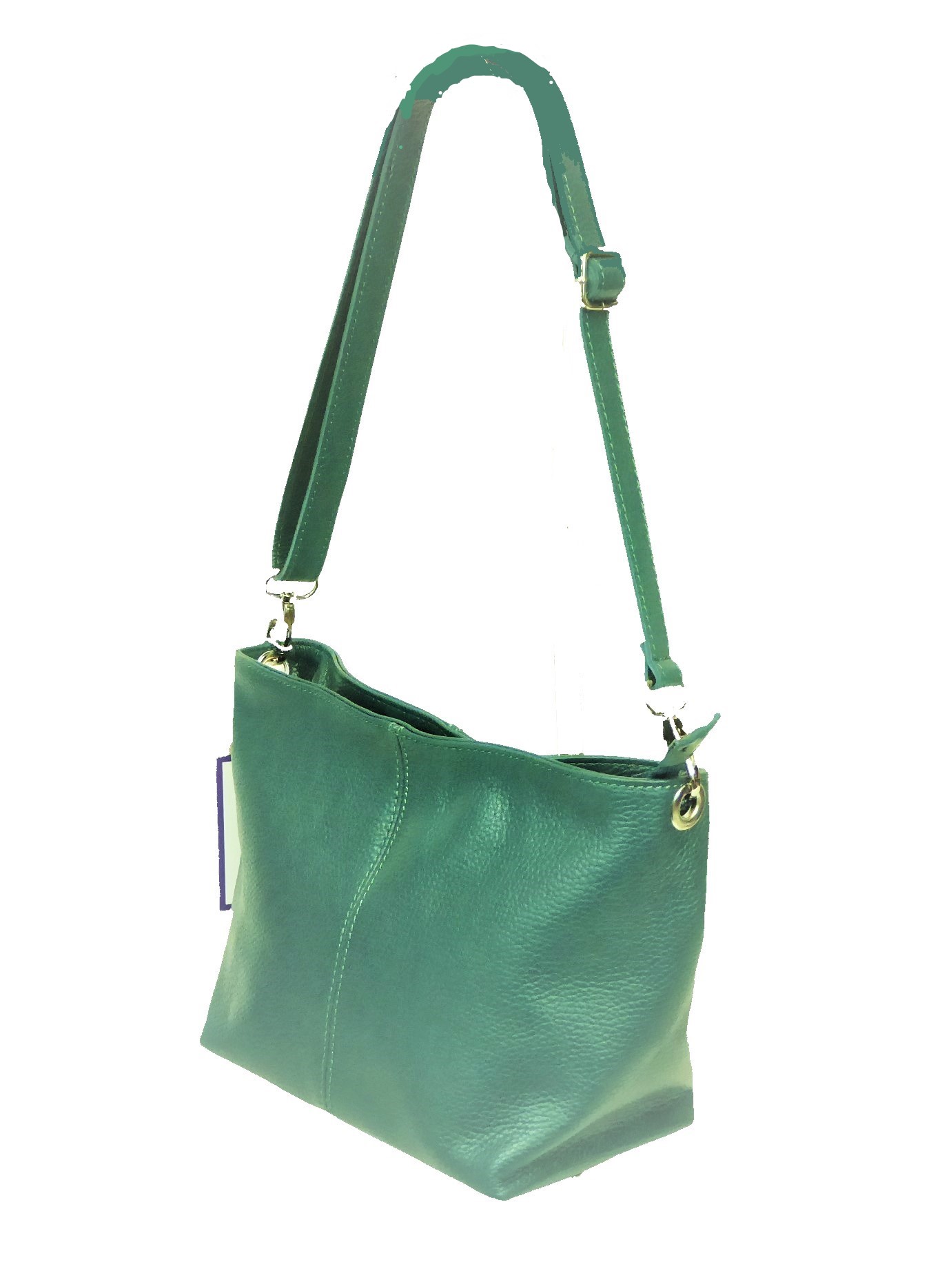Green Leather Grained Shoulder Bag - Image 3