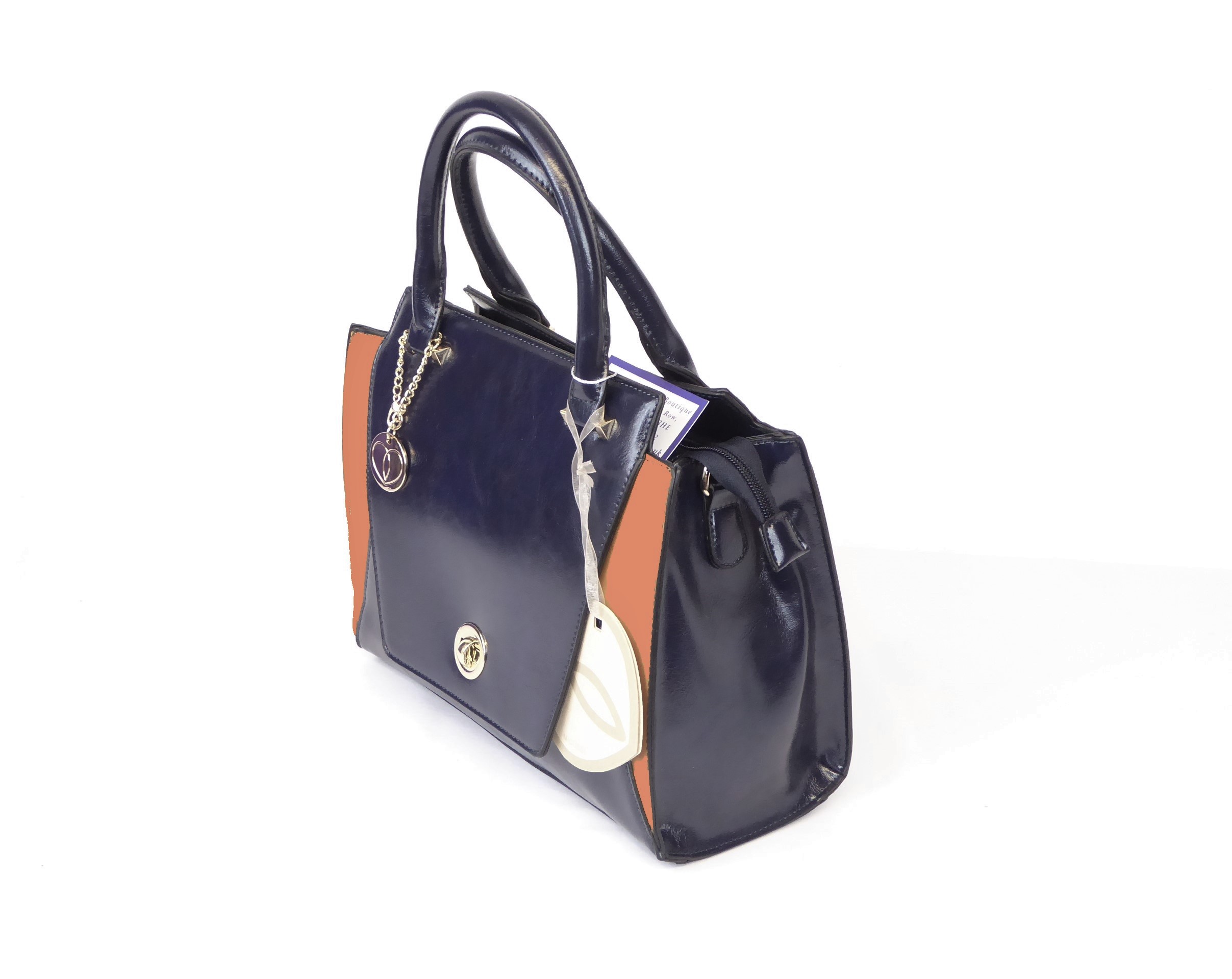 Navy and Tan Handbag - Image 2