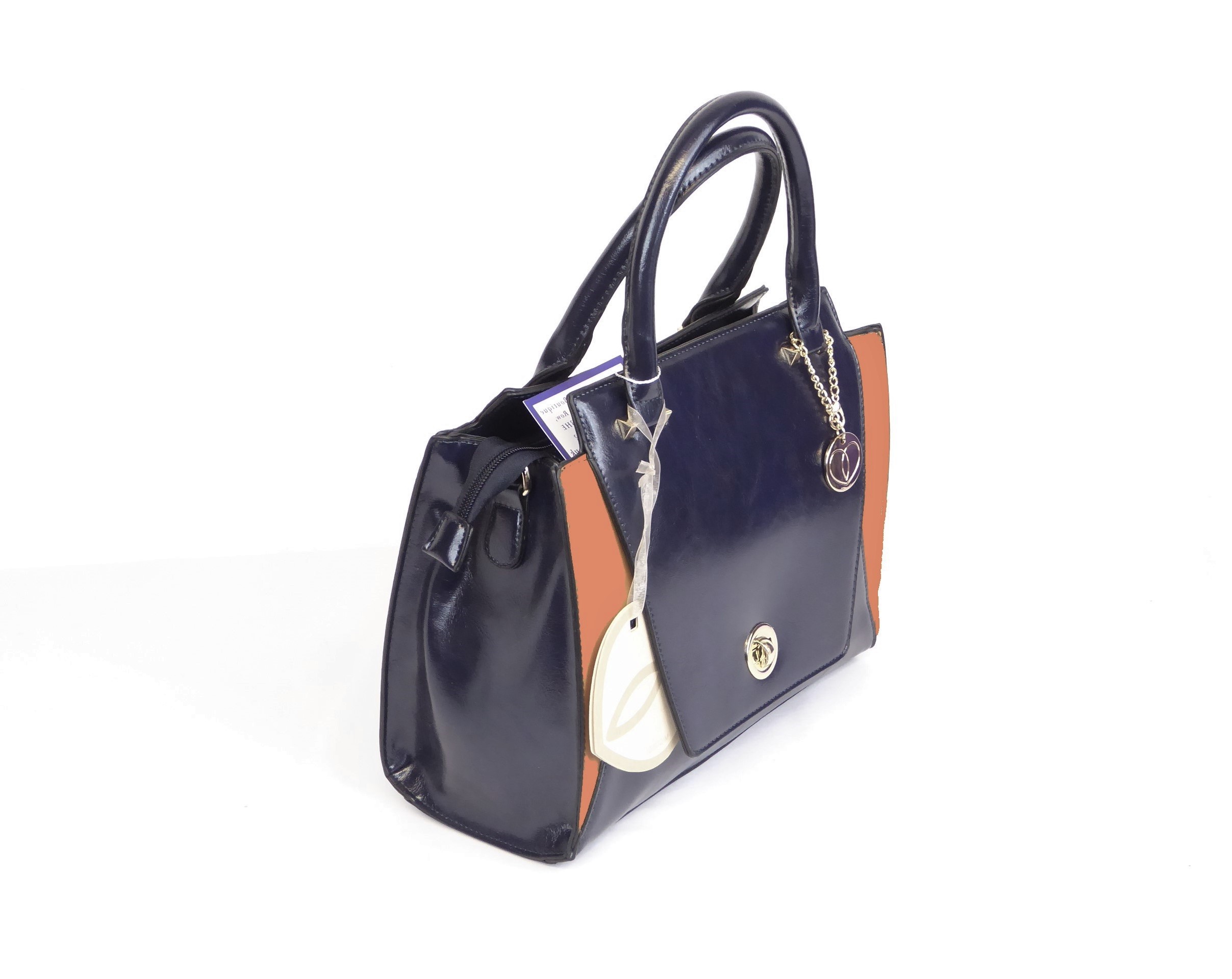 Navy and Tan Handbag - Image 3