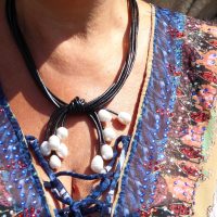 Black Corded Fresh Water Pearl Necklace