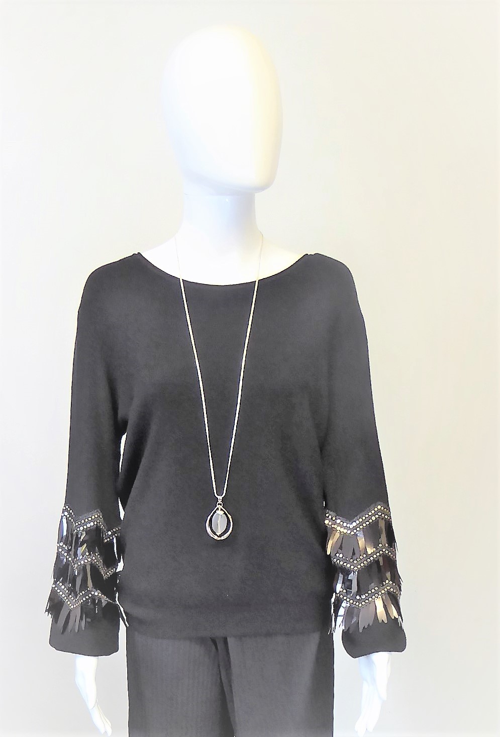 Black Sequin Jumper - Image 2