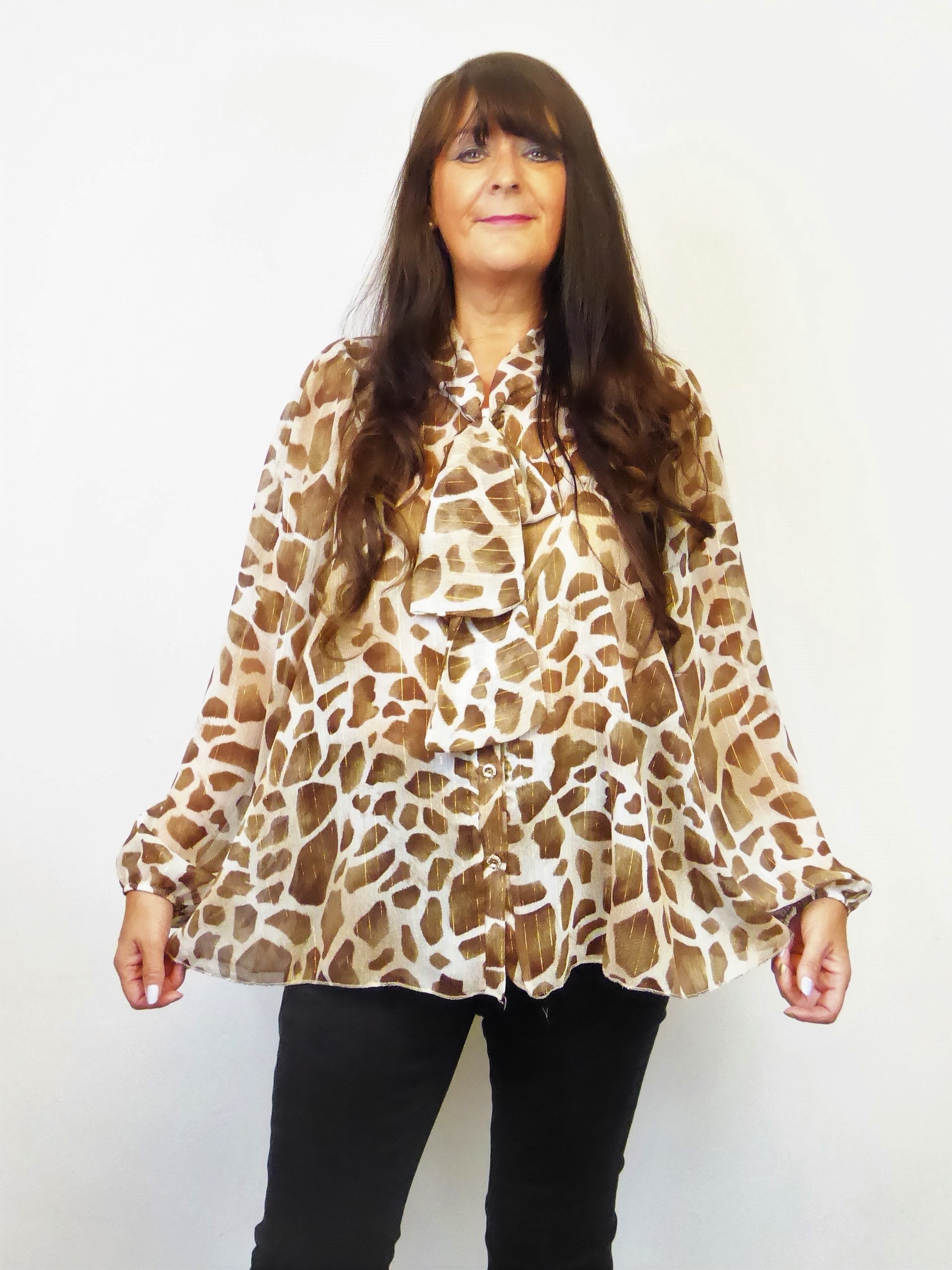 Brown Pussy Bow Blouse - Image 3