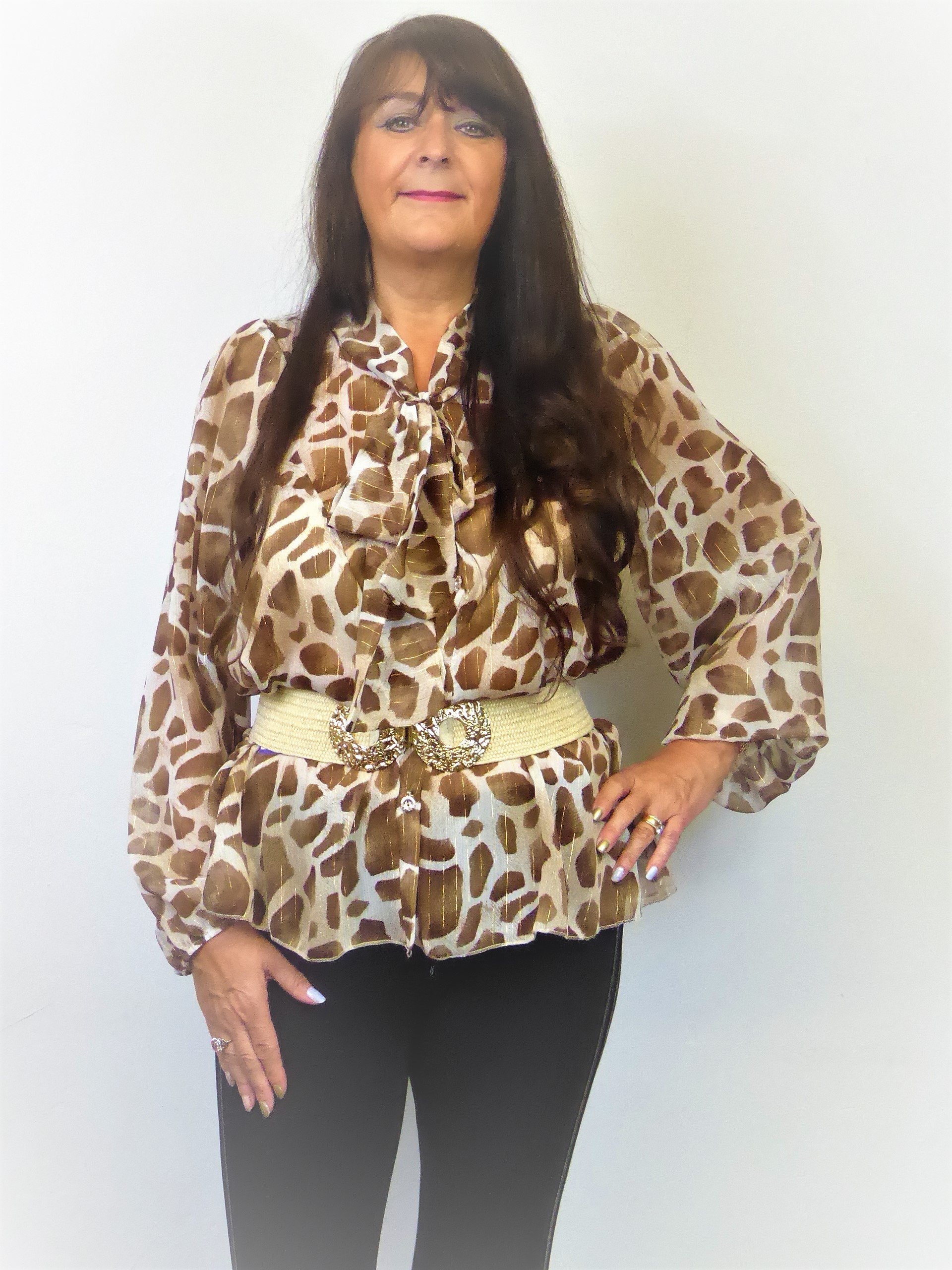 Brown Pussy Bow Blouse