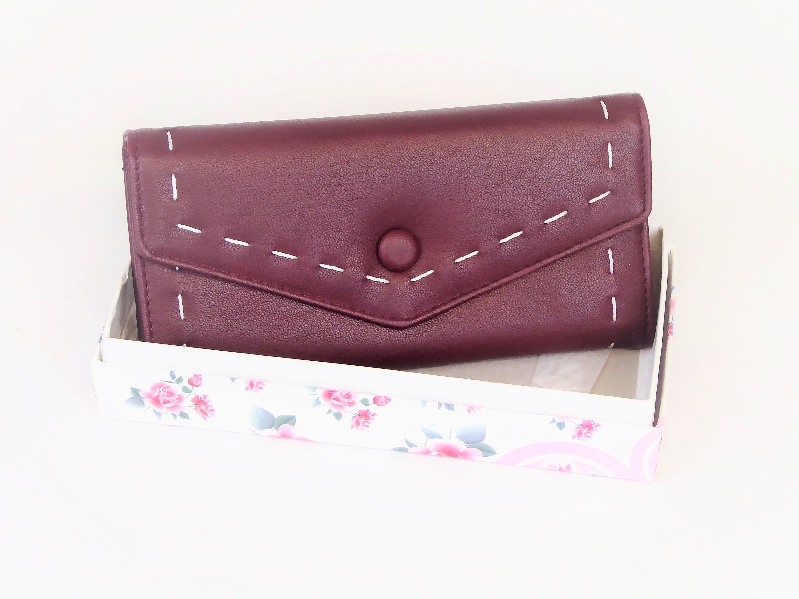Burgendy Stitch Purse