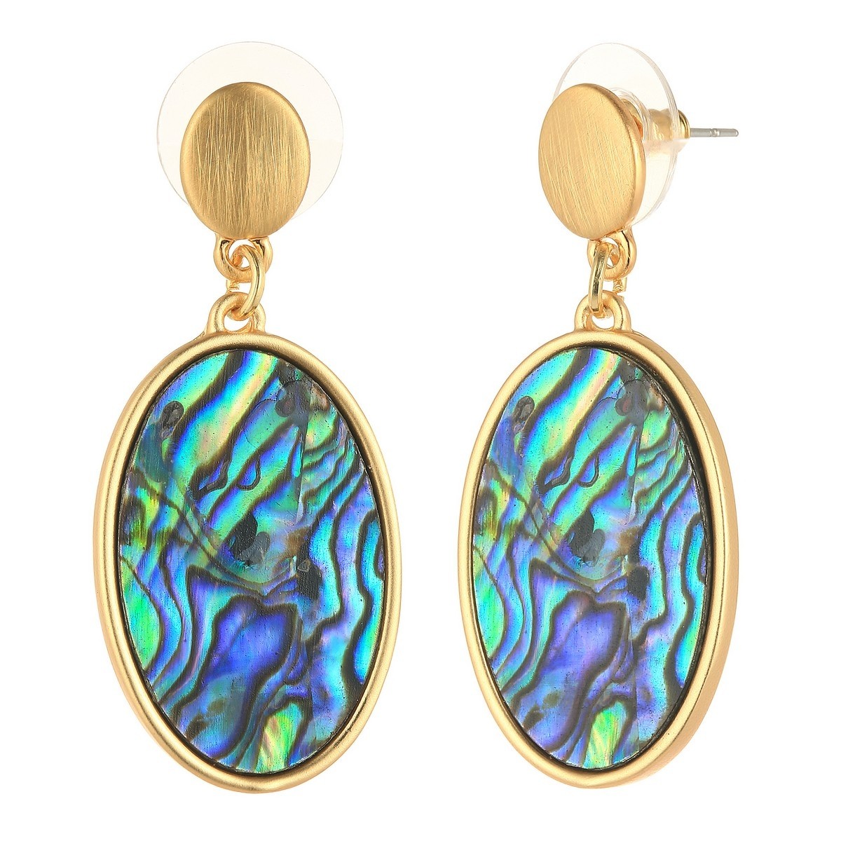 Gold Oval Frame Drop Earrings