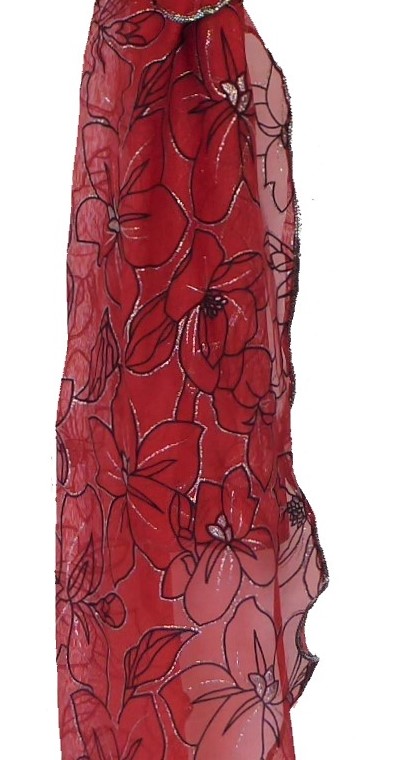 Red Poinsettia Lurex Scarf - Image 2