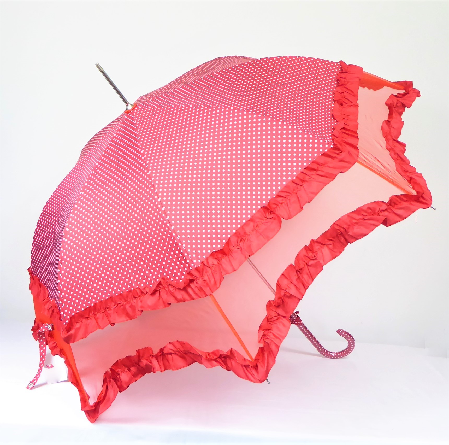 Red Spot Organza Brolly