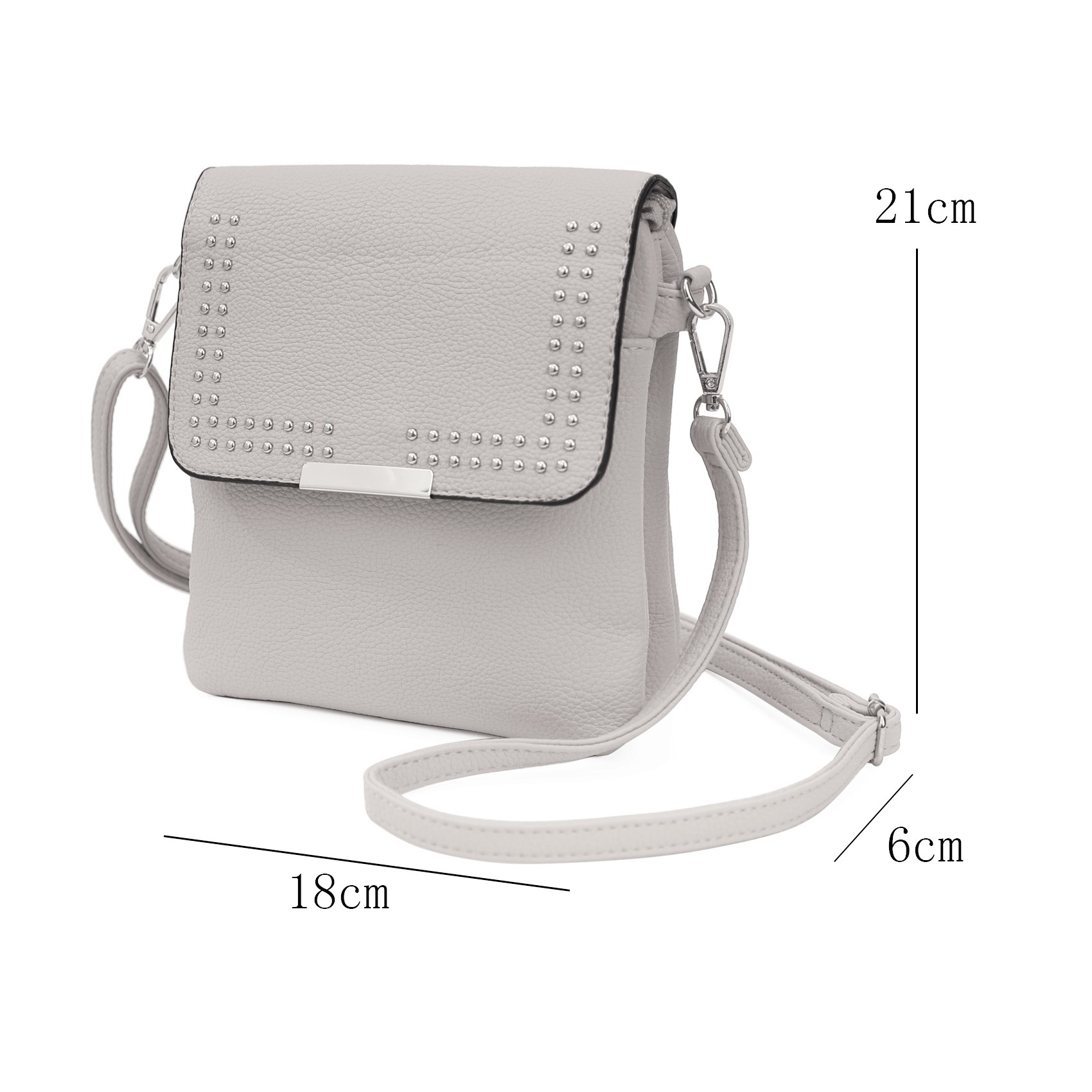 Grey Studded Shoulder Bag - Image 2