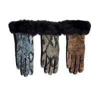 Snakeskin Black Fur Gloves