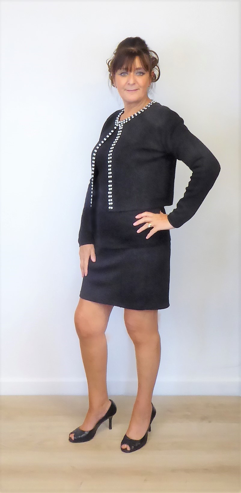 Black Knit Pearl Jacket - Image 7