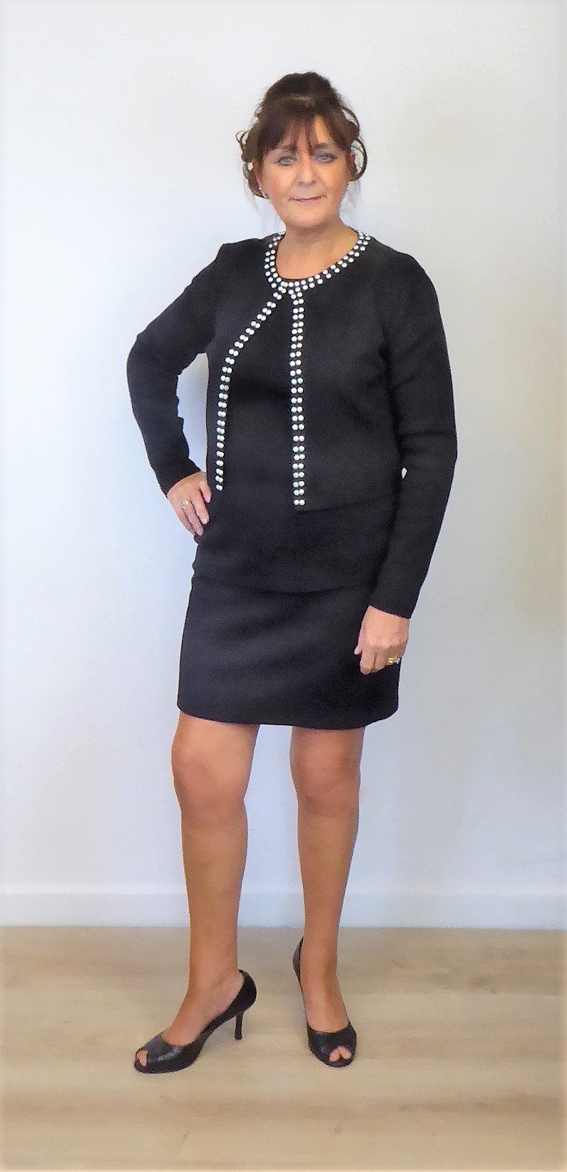Black Knit Pearl Jacket - Image 3