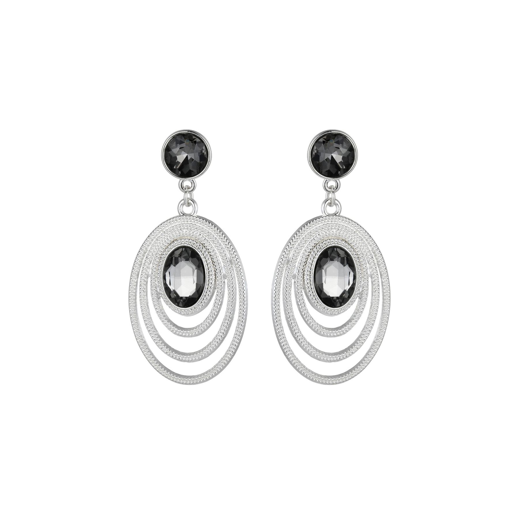 Grey Diamante Silver Earrings