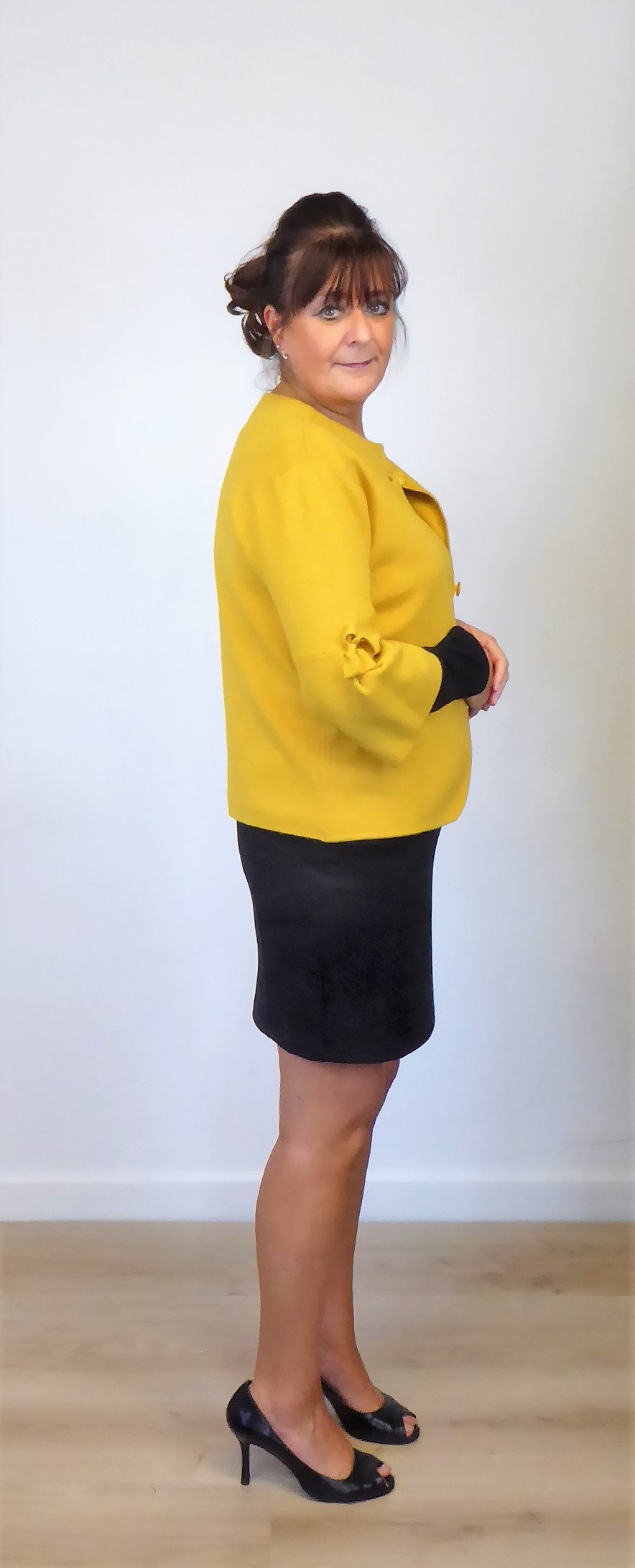 Mustard Knit Bow Jacket - Image 8