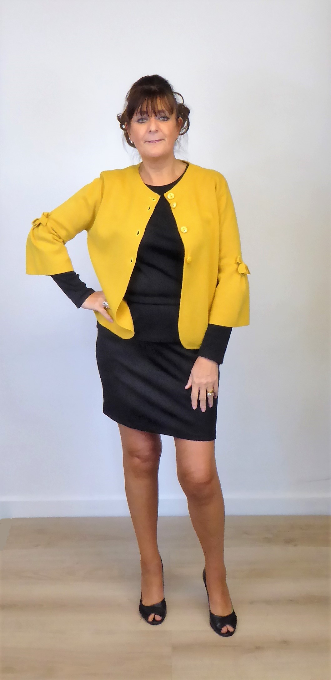Mustard Knit Bow Jacket