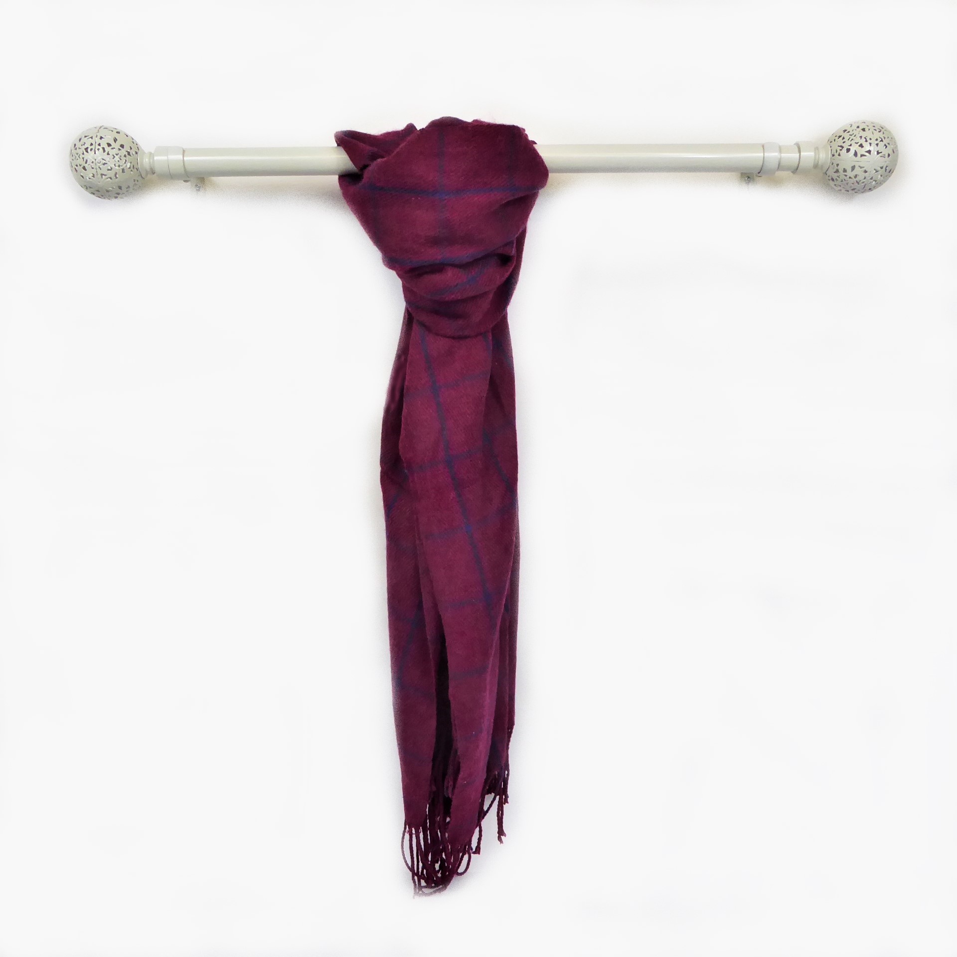 Burgendy Check Print Scarf