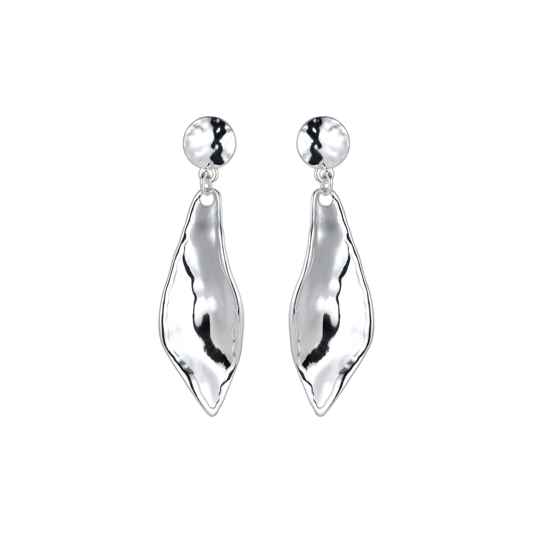 Silver Beaten Dangle Earrings