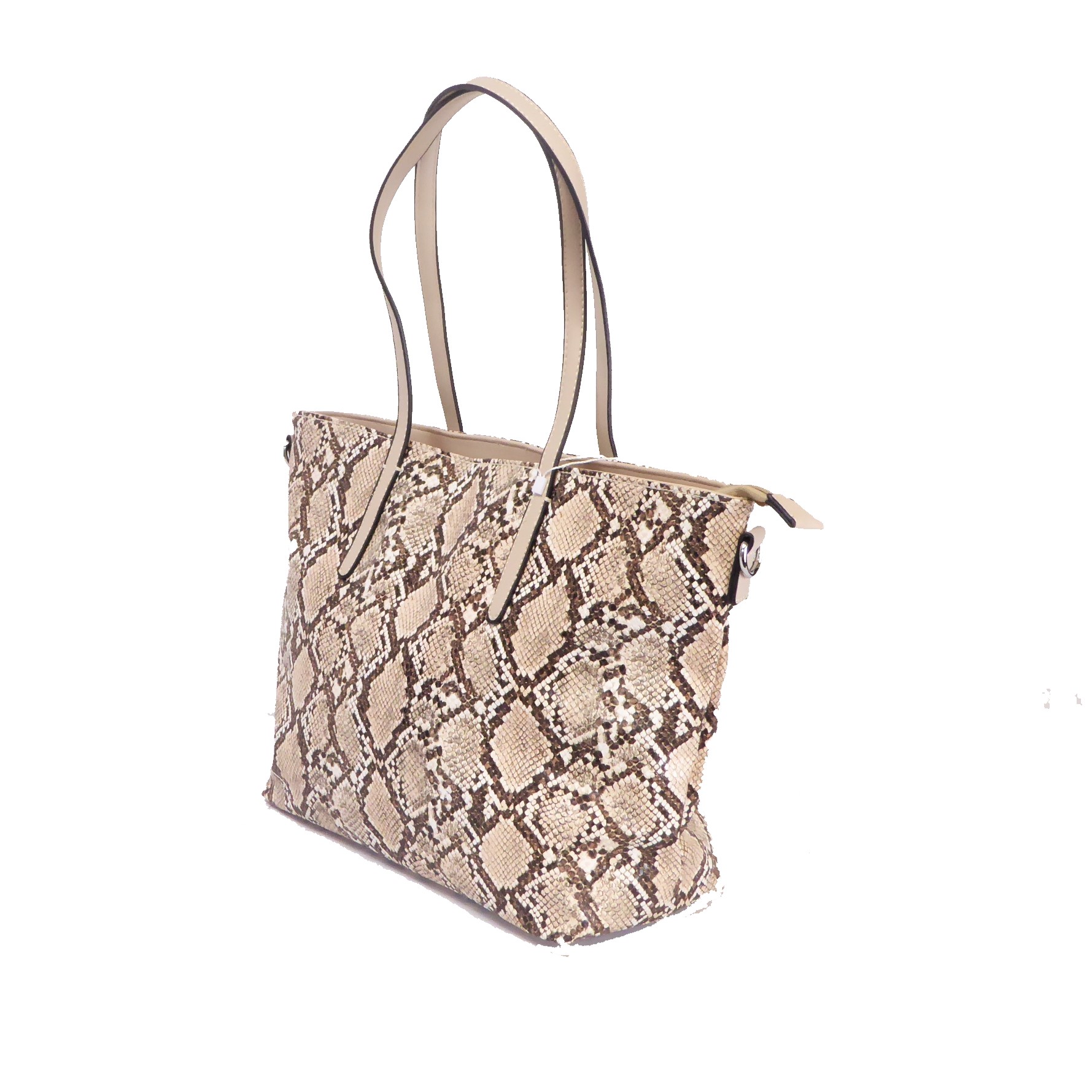 Beige Snakeskin Tote Handbag - Image 3