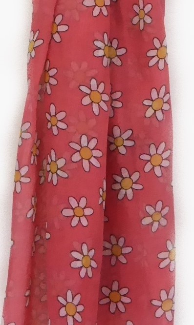 Coral Daisy Flower Scarf - Image 2