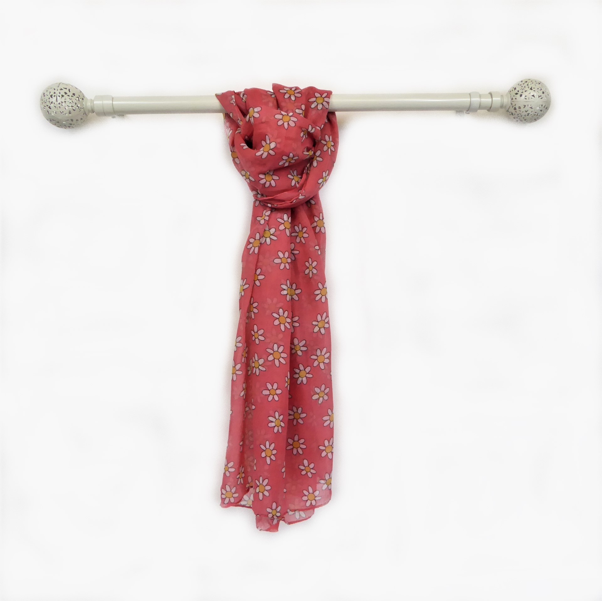 Coral Daisy Flower Scarf - Image 3