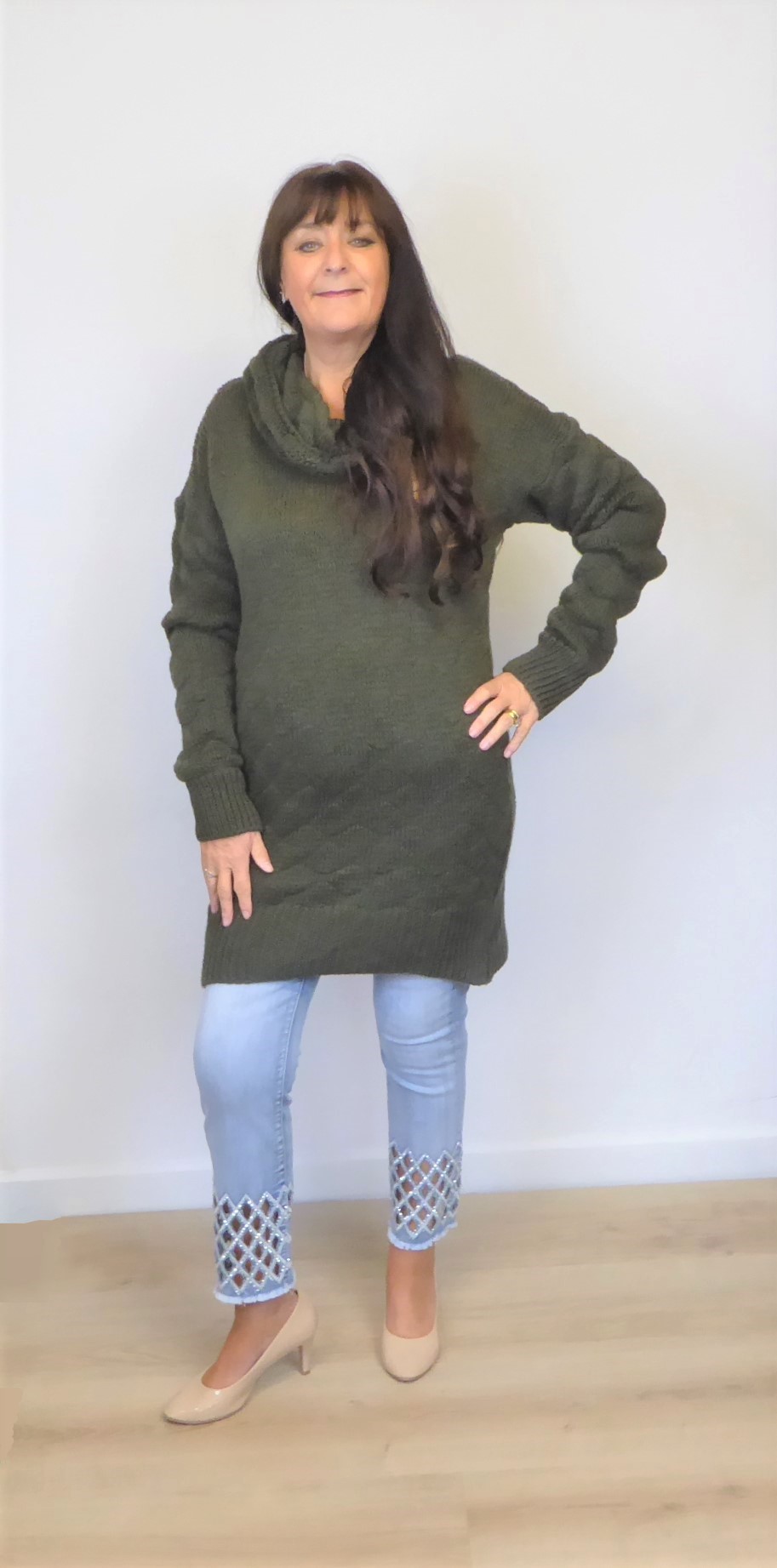 Green Long Polo Jumper