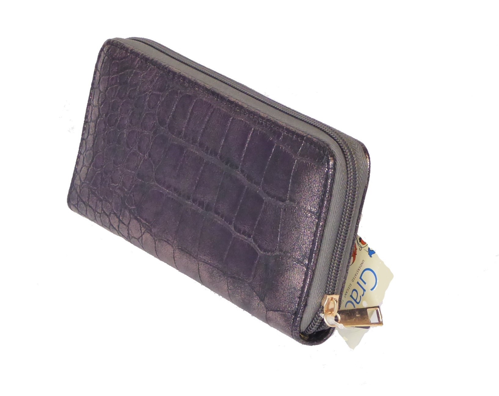 Gunmetal Metallic Croc Purse - Image 3