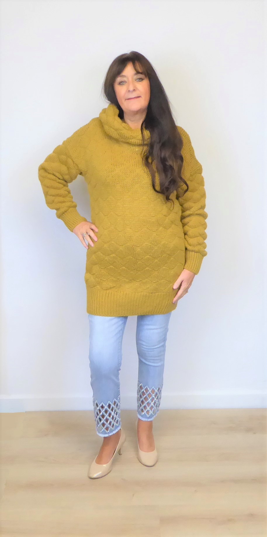Mustard Long Polo Jumper - Image 3