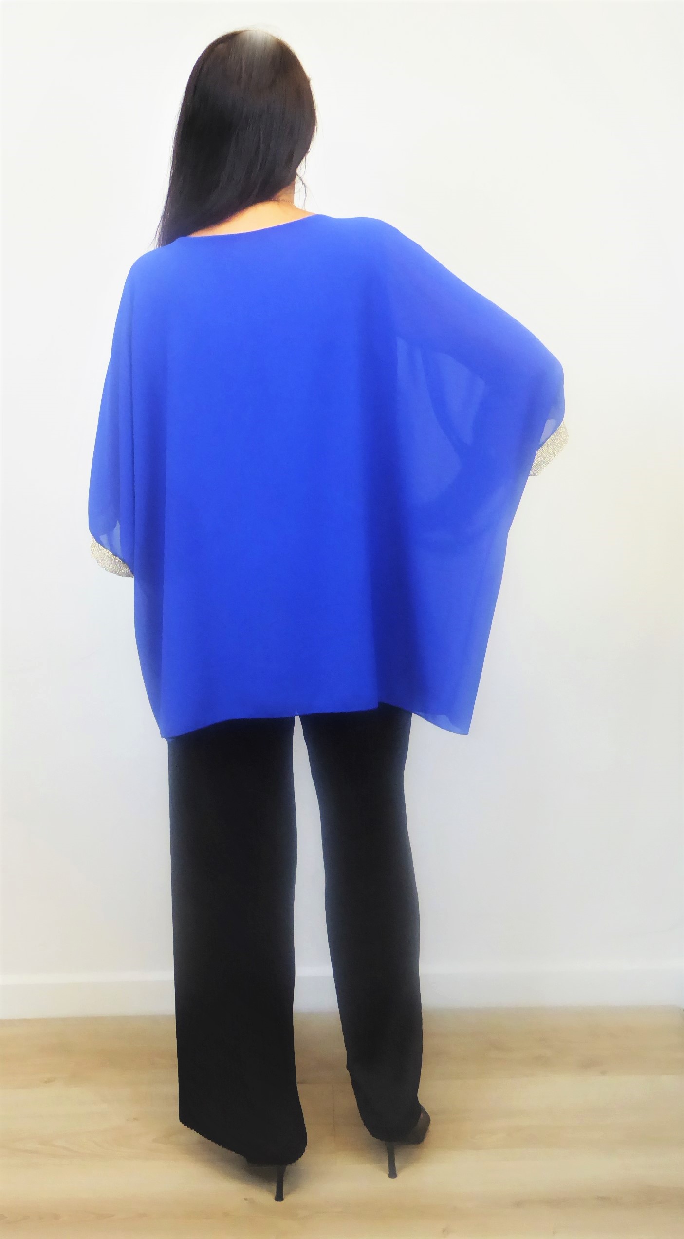 Blue Chiffon Gold-Thread Top - Image 2