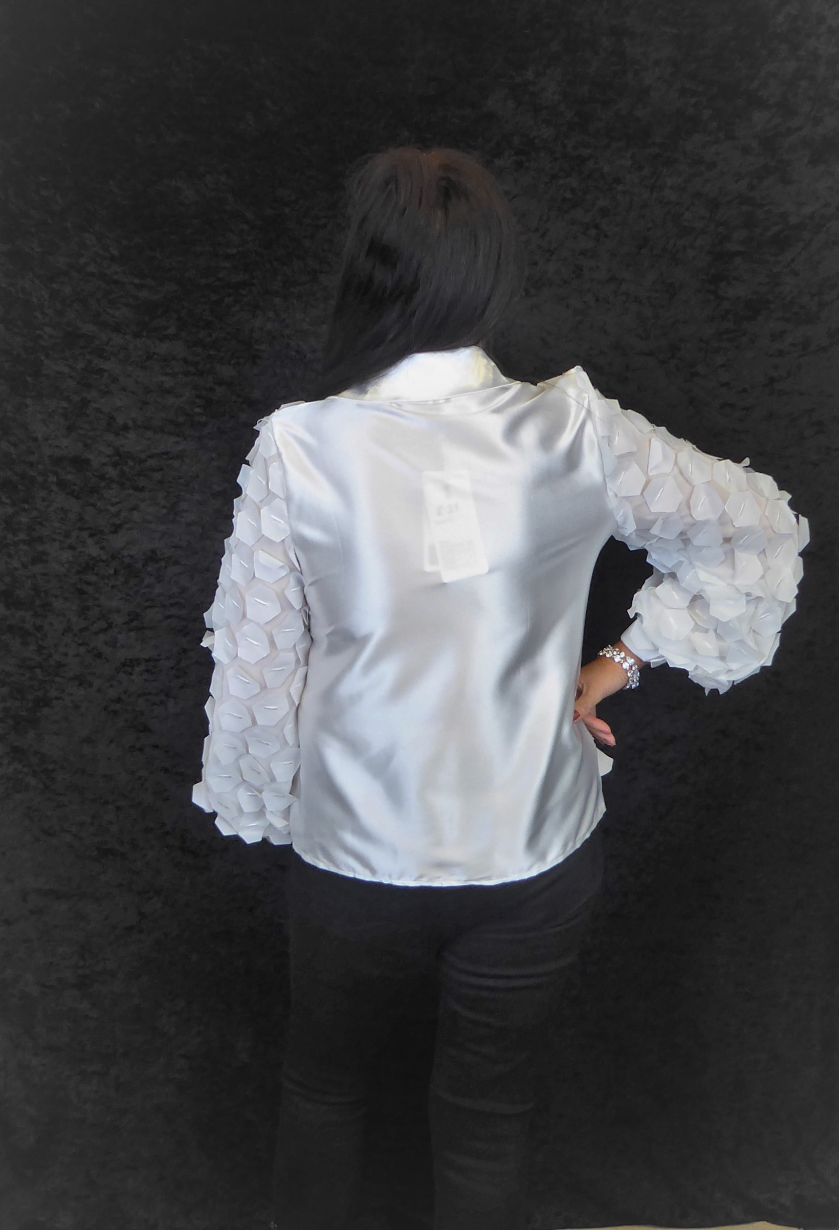 White Organza 3D Blouse - Image 5