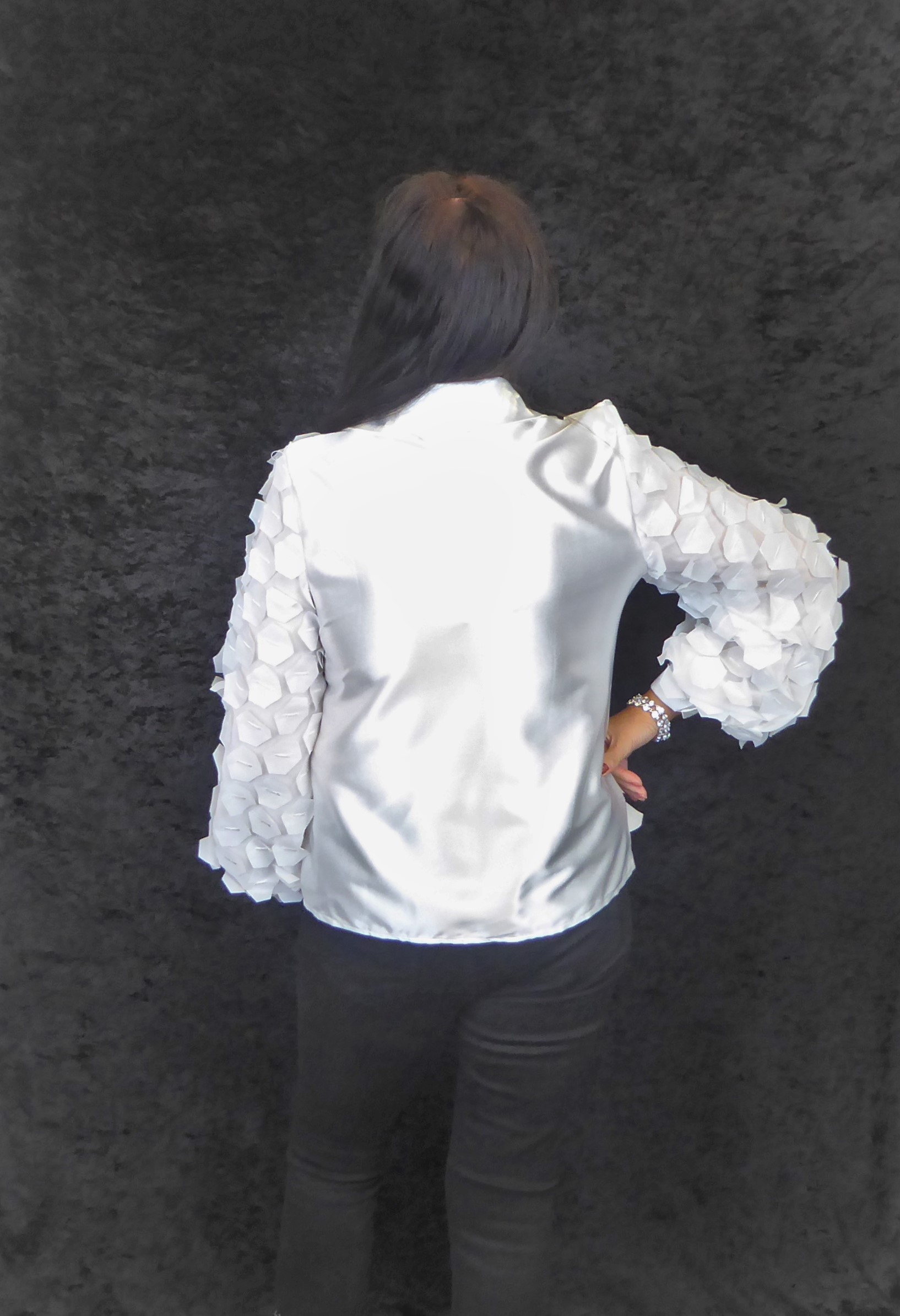 White Organza 3D Blouse - Image 4