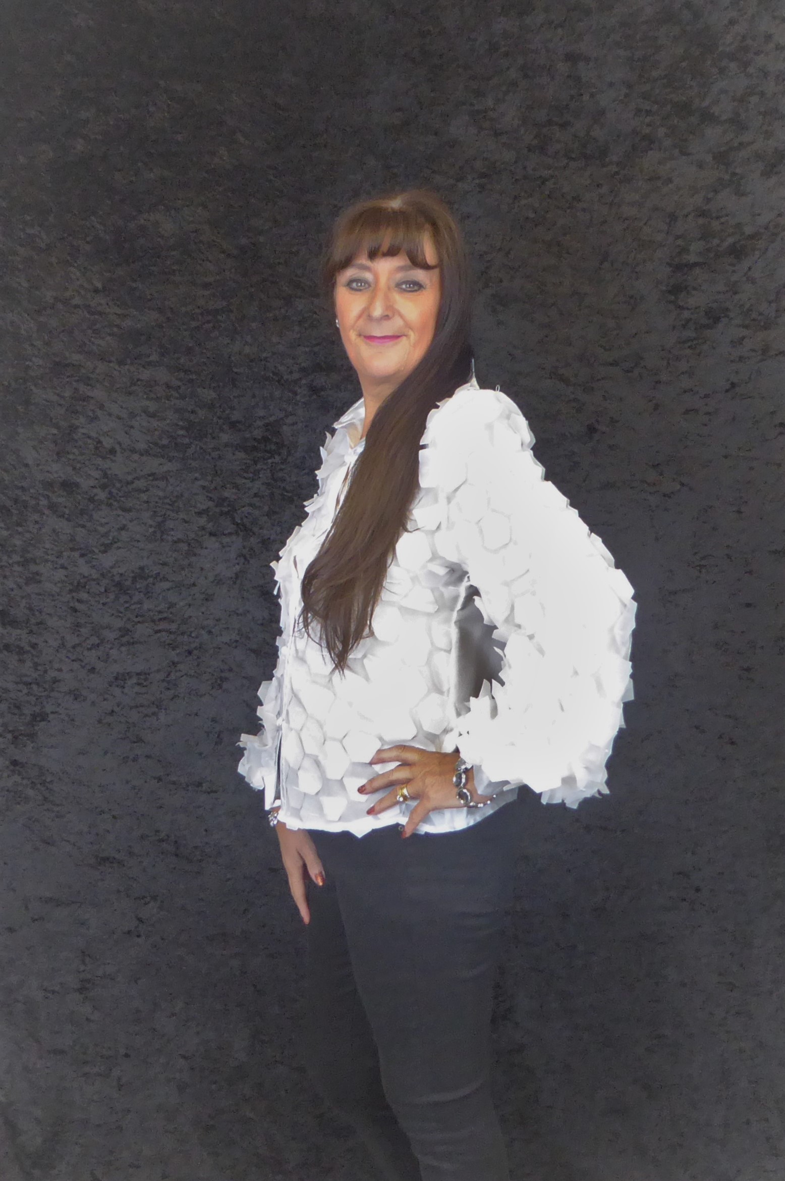 White Organza 3D Blouse - Image 3