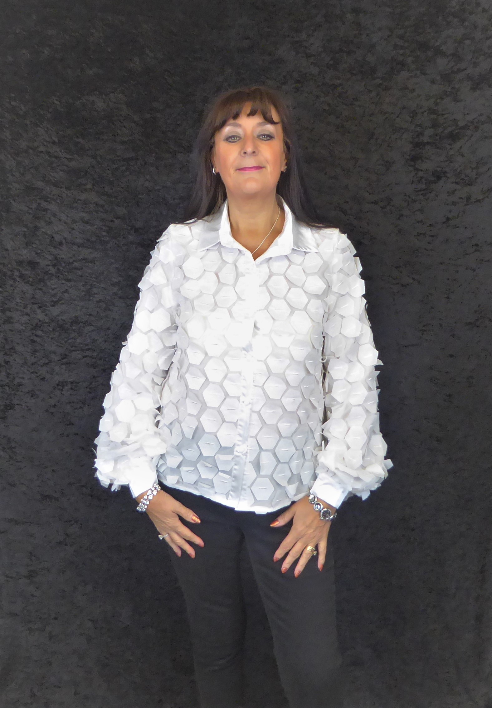White Organza 3D Blouse - Image 2