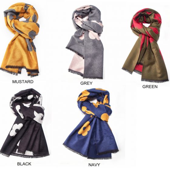 Mustard Terry Flowers Scarf - Image 2