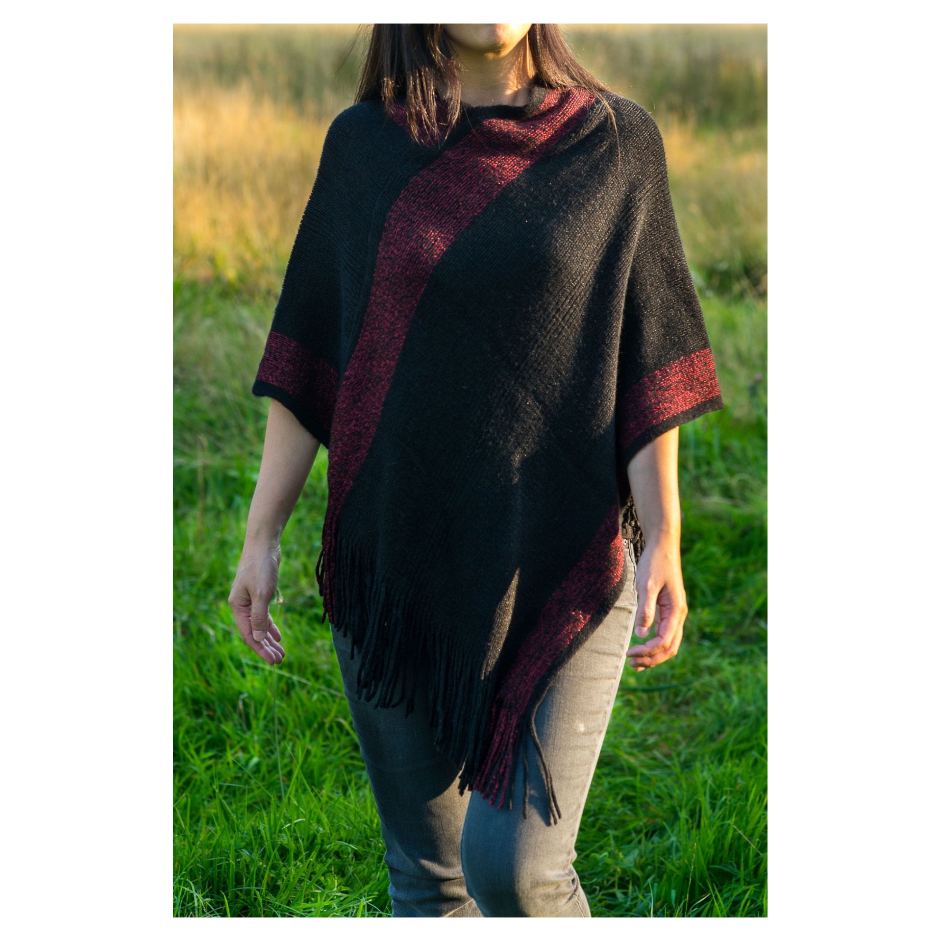 Soft Knit Shimmer Ponchos - Image 2