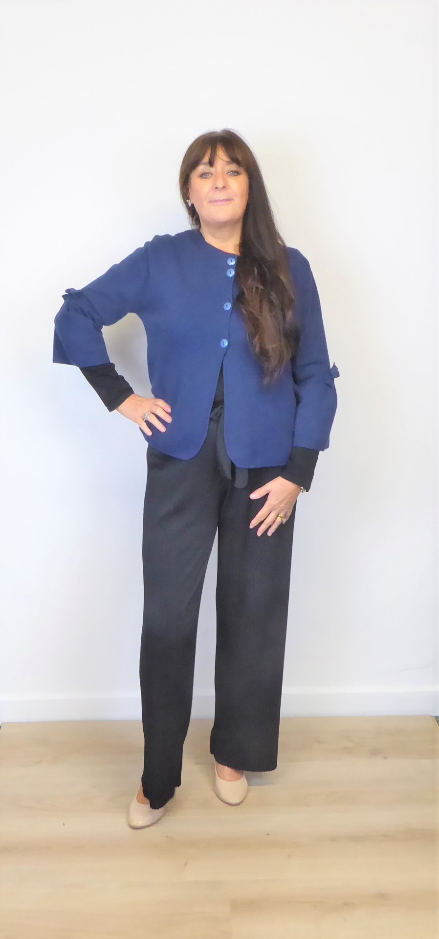 Blue Knit Bow Jacket - Image 3