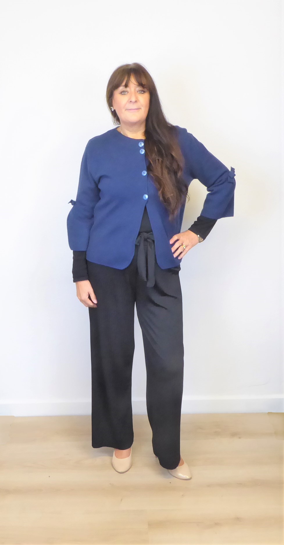 Blue Knit Bow Jacket - Image 2
