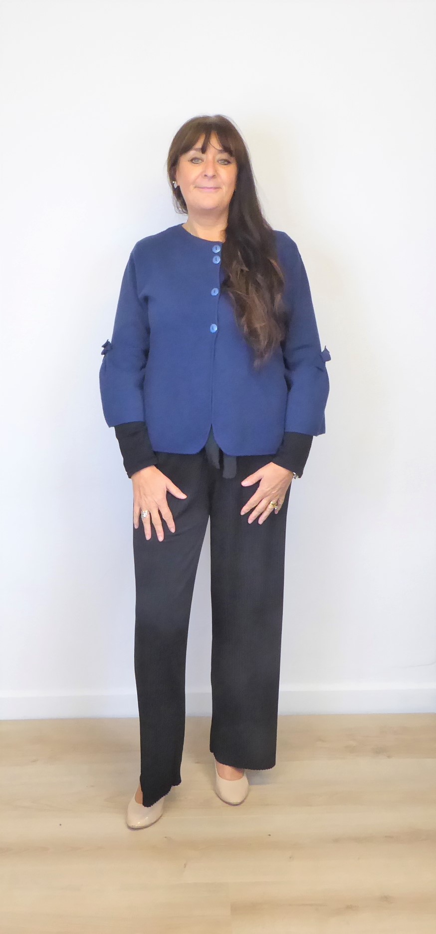 Blue Knit Bow Jacket
