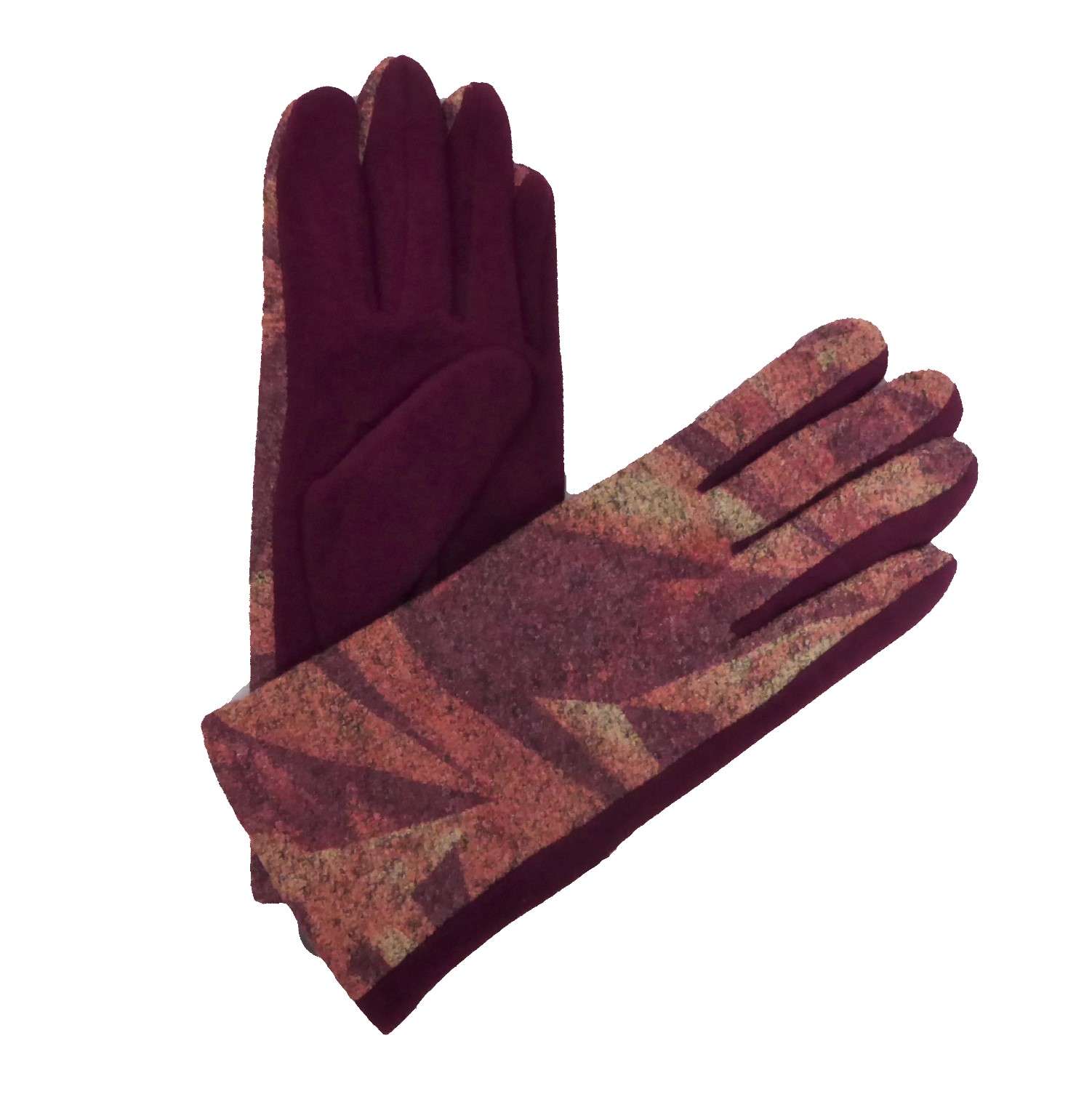 Burgundy Abstract Gloves
