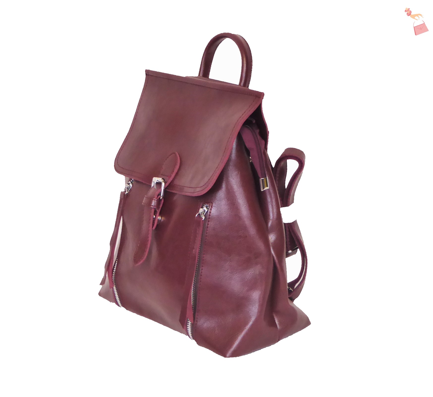 Burgundy Shiny Backpack - Image 2
