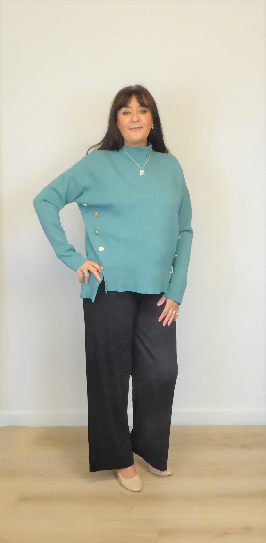 Light Green Button Jumper