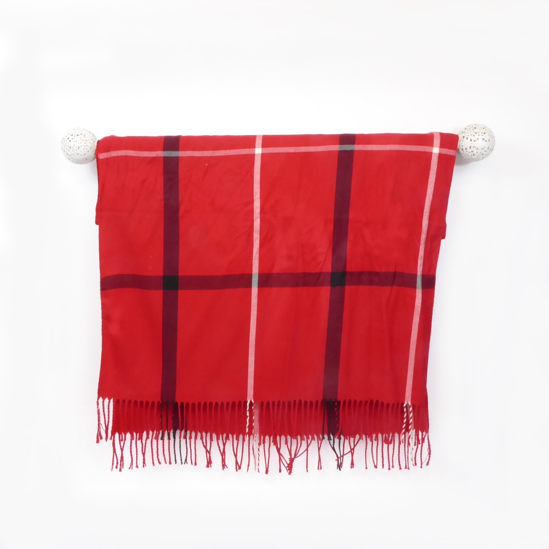 Red Tartan Cashmere Scarf - Image 2