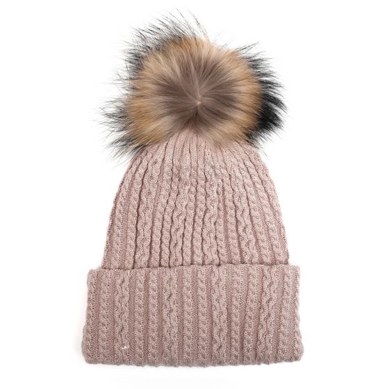 Knitted Fur Pompom Hat