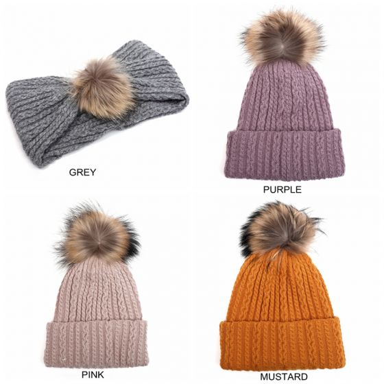 Knitted Fur Pompom Hat - Image 4