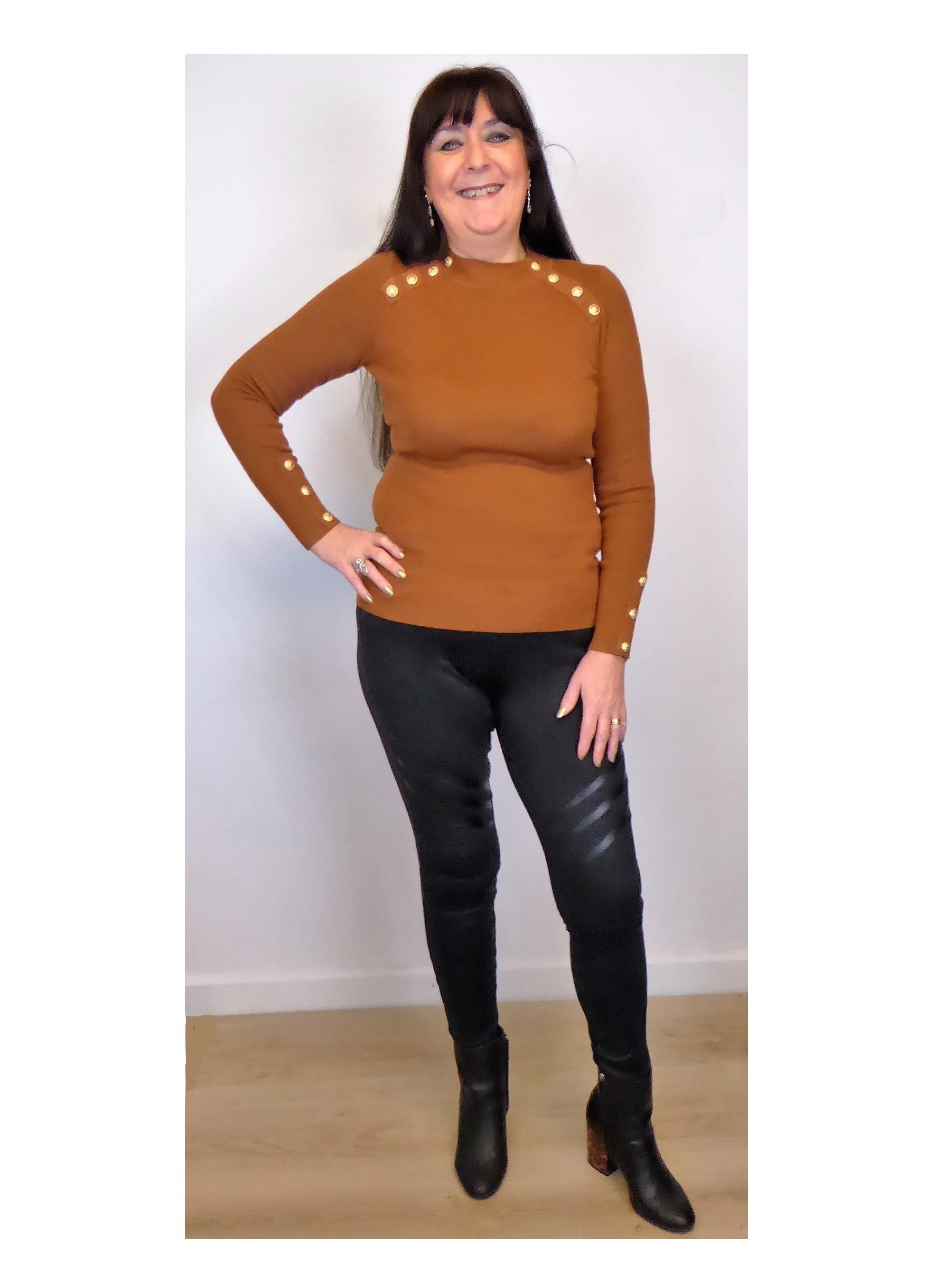 Tan Military Button Jumper