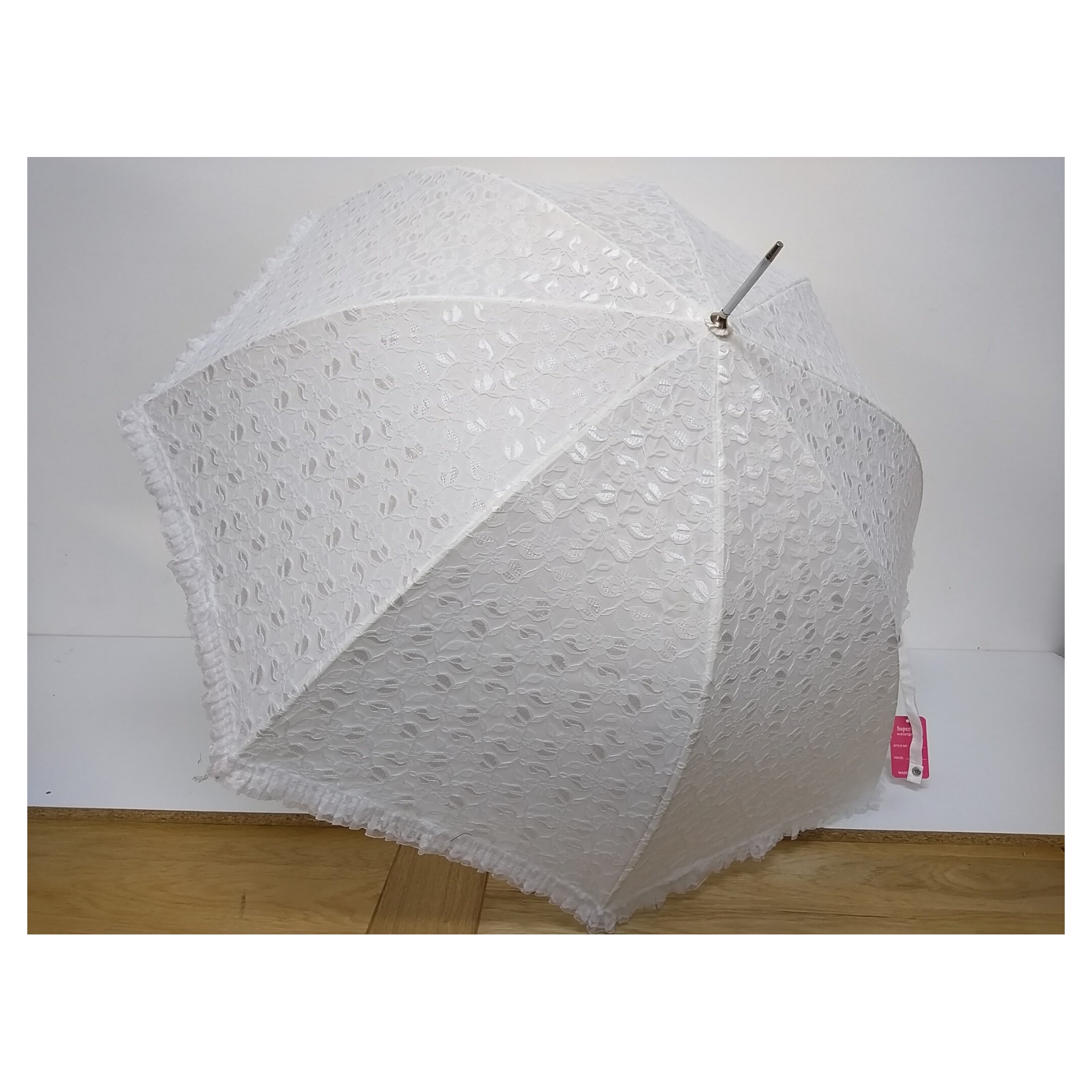 White Lace Frill Brolly
