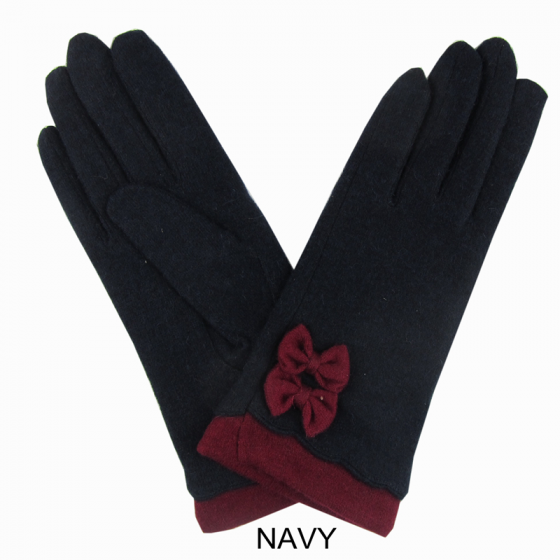 Navy Wool Blend Gloves