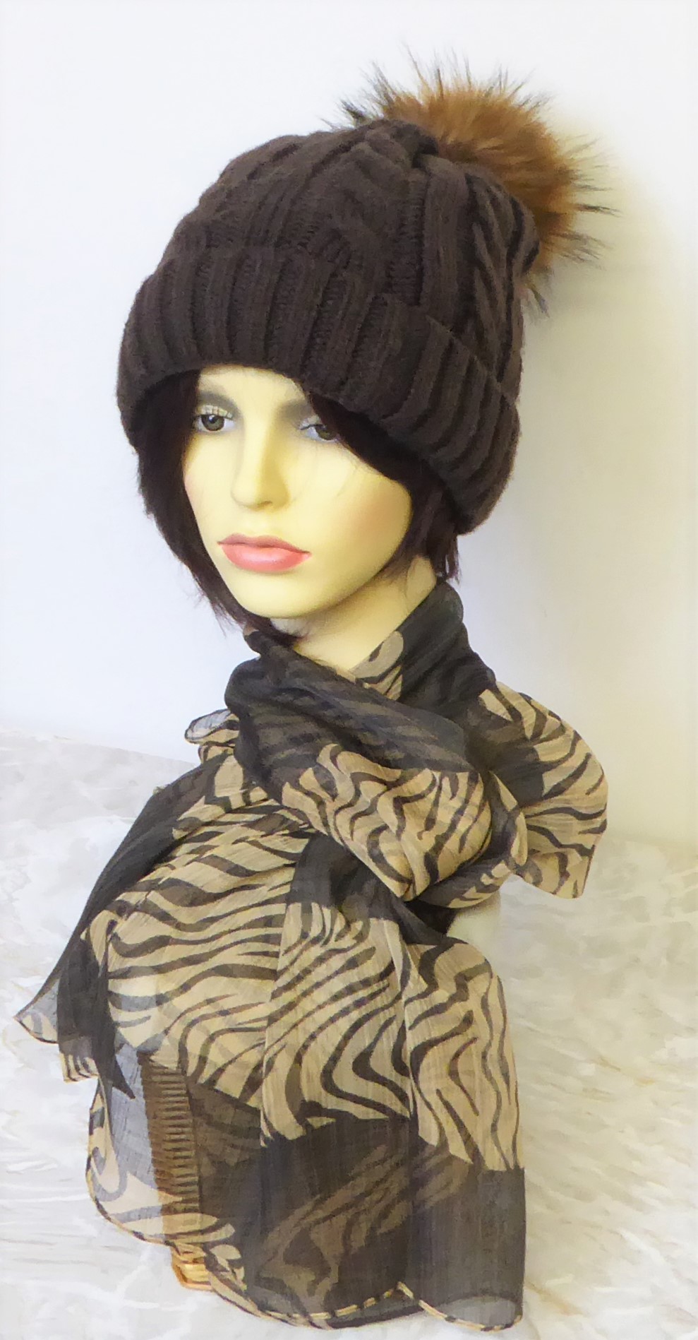 Chunky Knitted Pompom Hat - Image 3