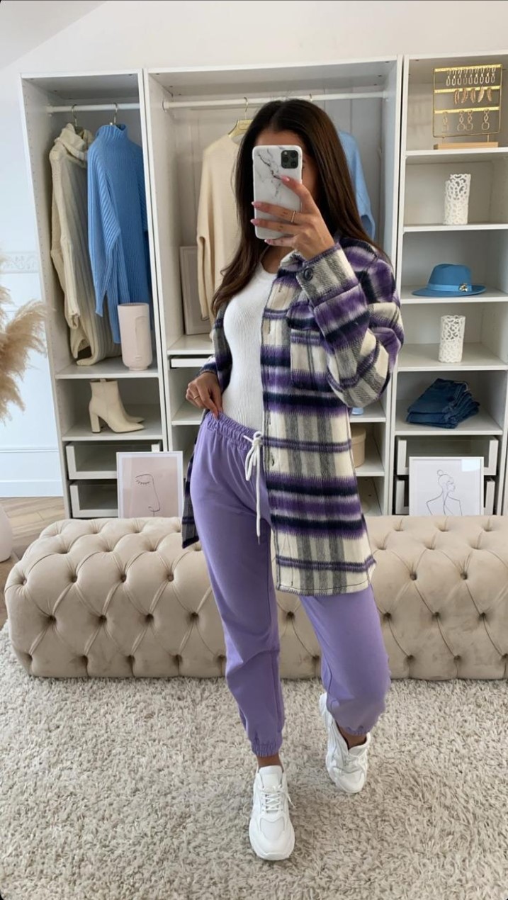 Purple Oversized Check Shacket - Image 2