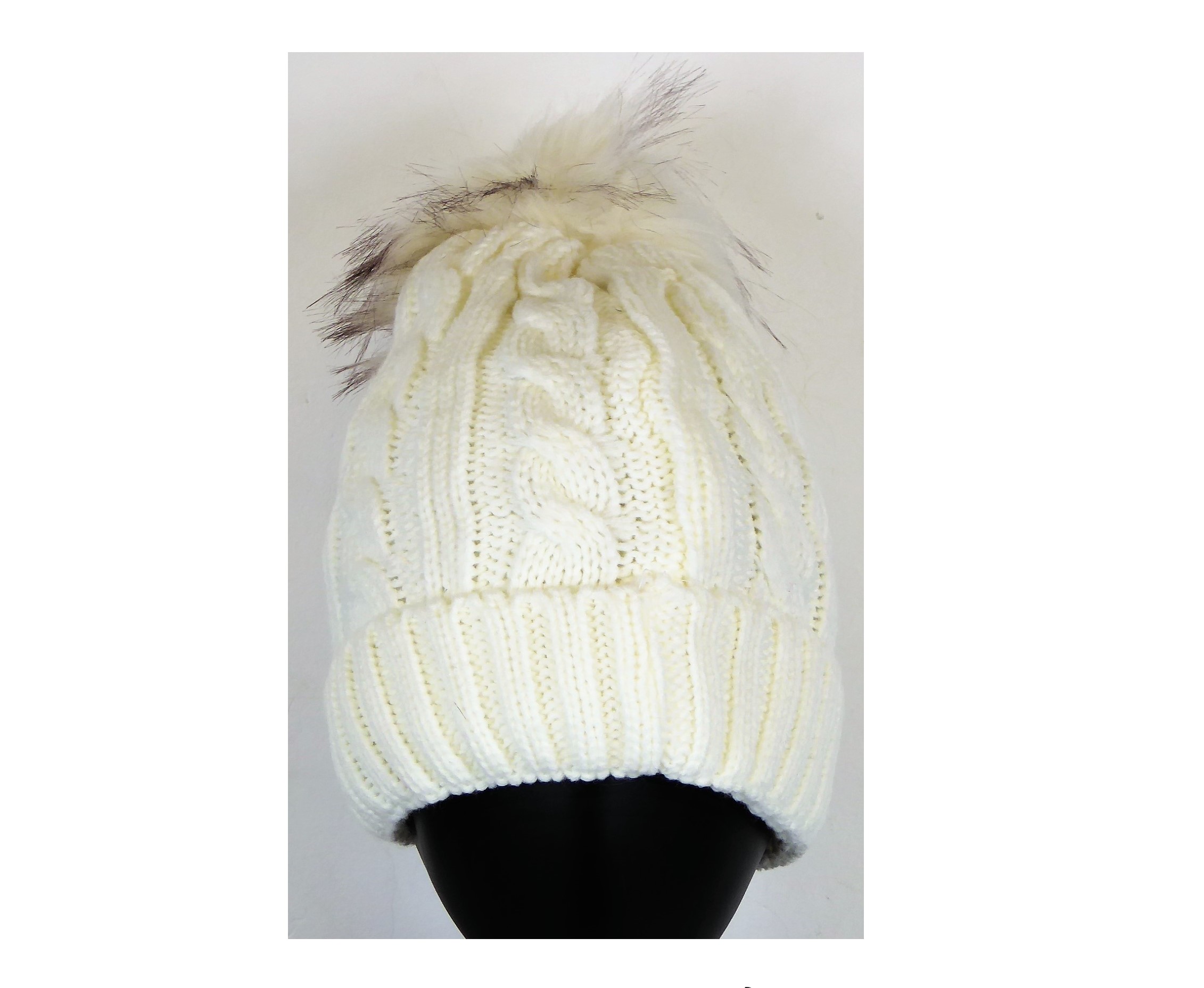 Chunky Knitted Pompom Hat - Image 2