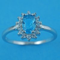 925 Silver Aqua CZ Ring