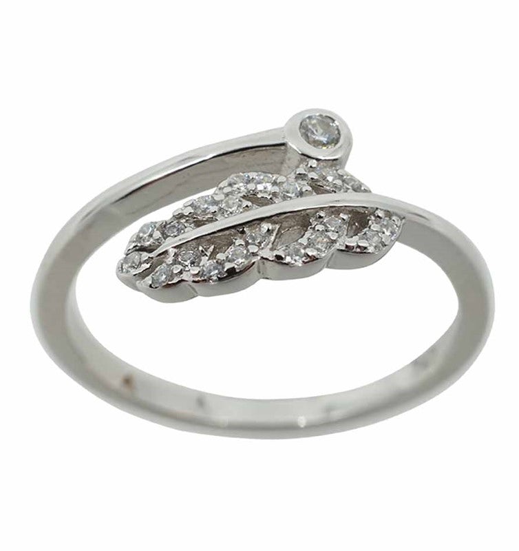 925 Silver CZ Leaf Ring